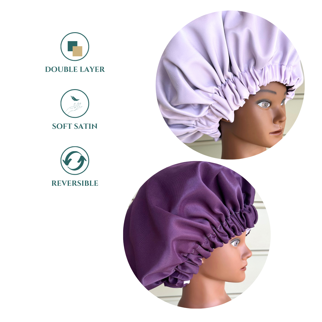 Matte Purple Satin Reversible Bonnet