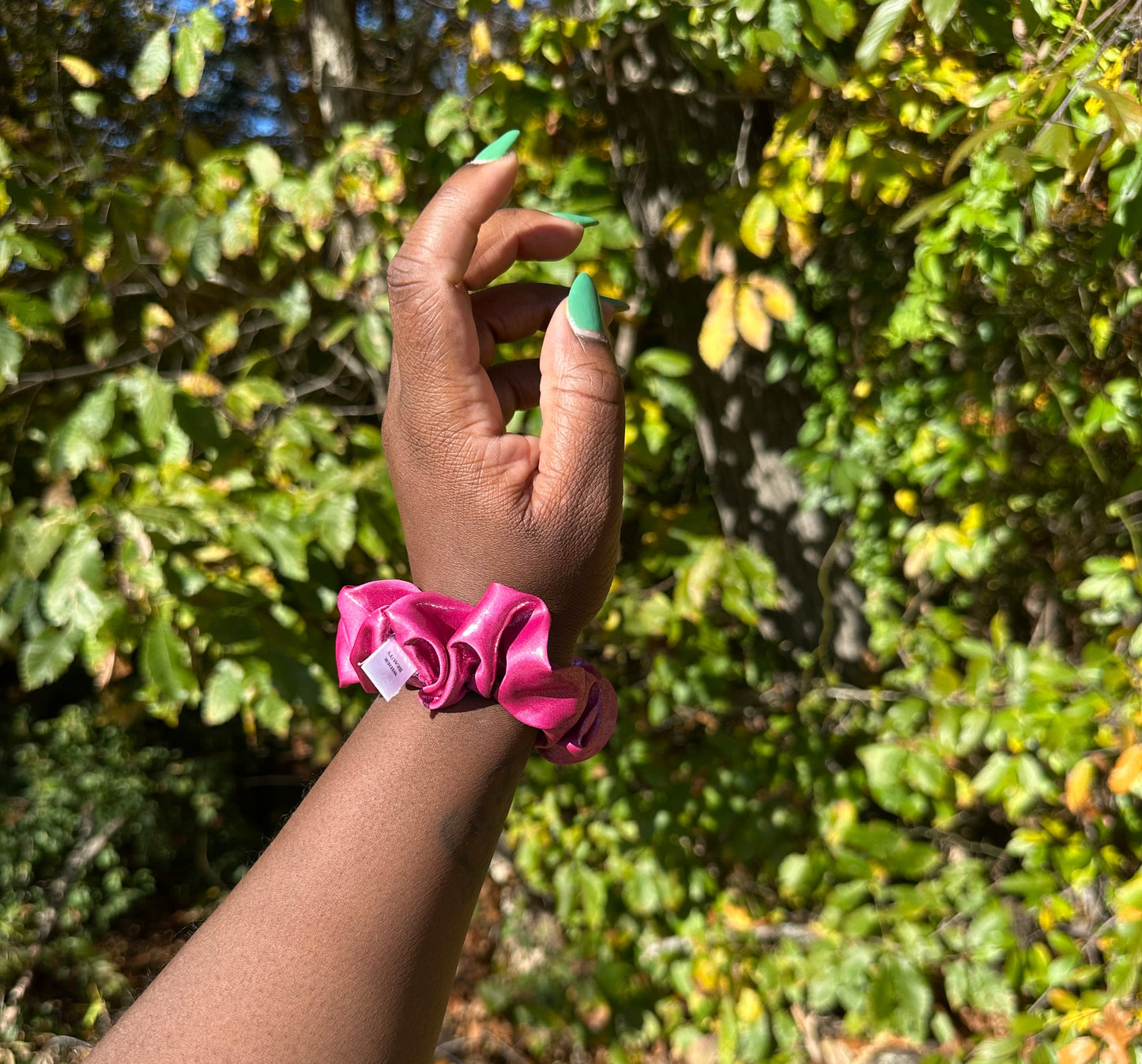 Shiny Hot Pink Scrunchie