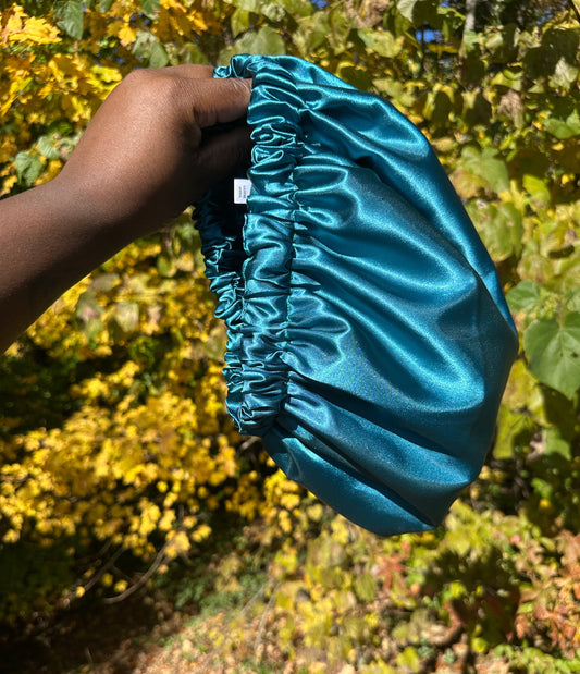 Teal Satin Bonnet
