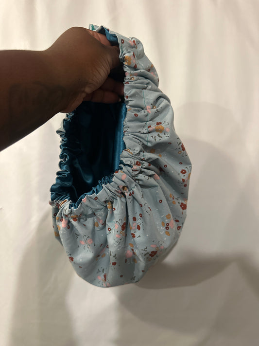 Teal & Blue Floral Bonnet