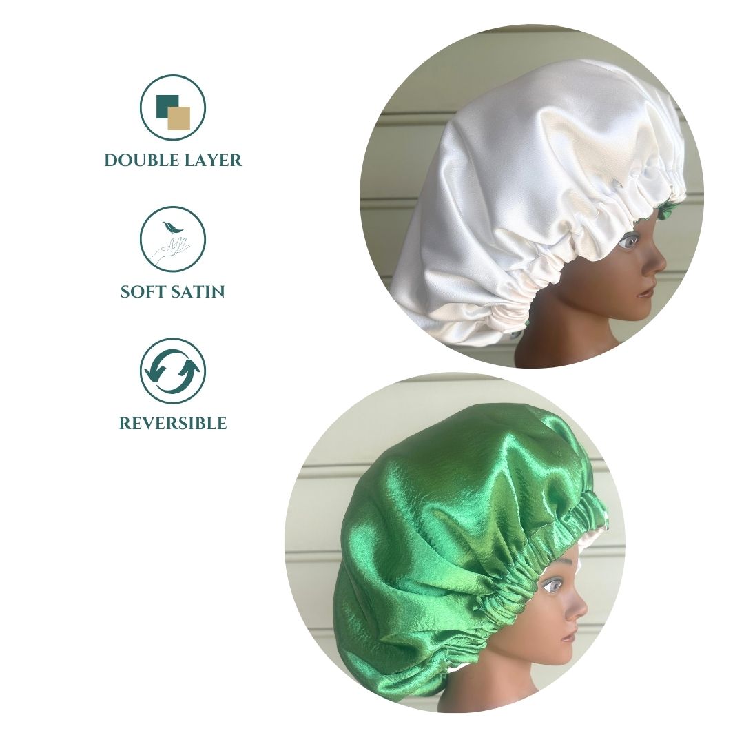 Green & Cream Reversible Bonnet