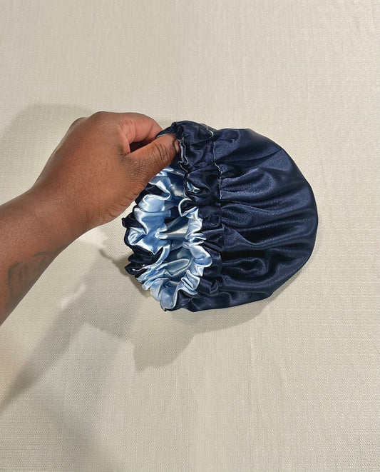 Blue Reversible Satin Bonnet