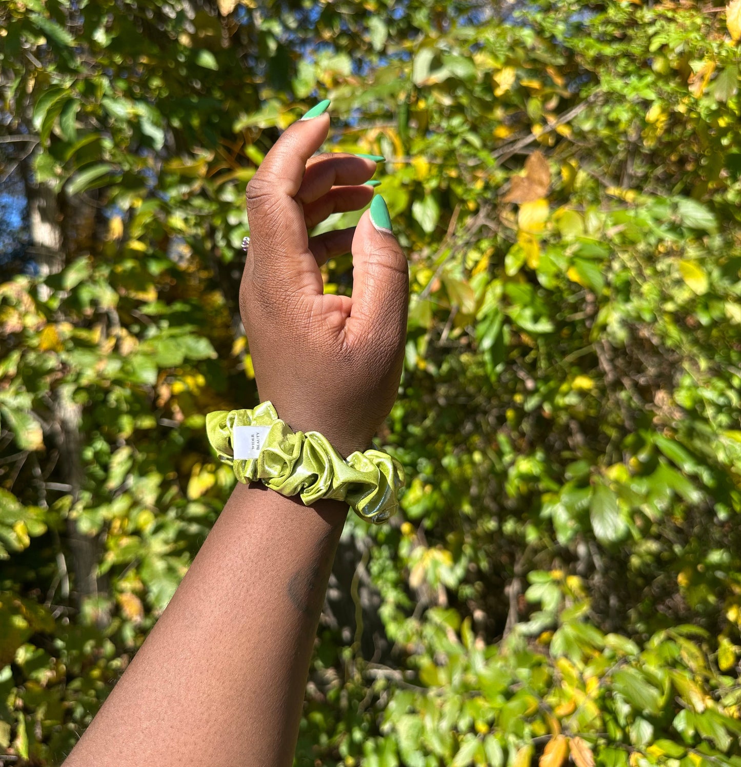 Shiny Lime Green Scrunchie