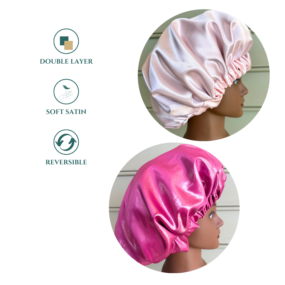 Pink Satin Reversible Bonnet