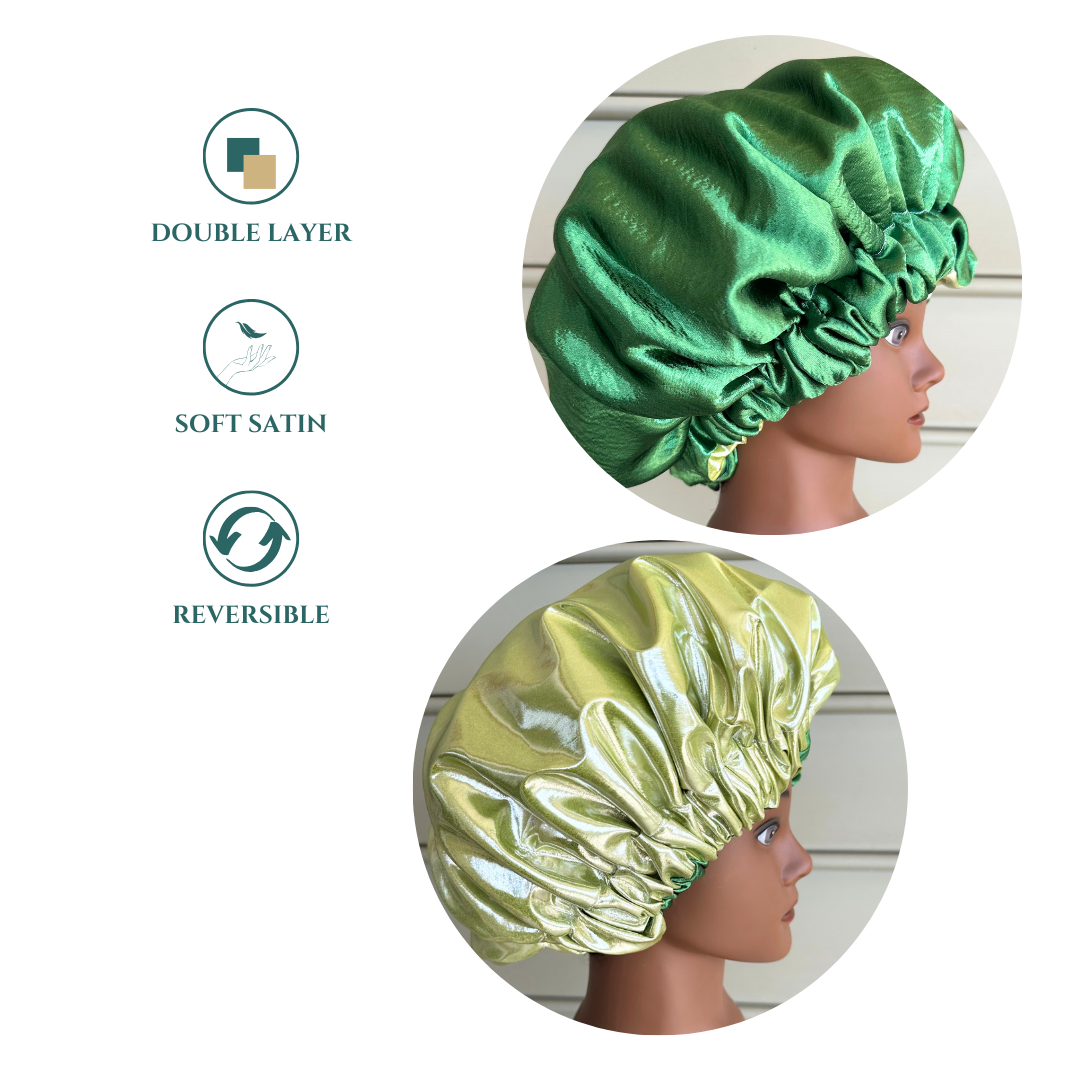 Green Reversible Satin Bonnet