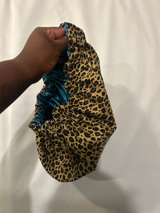Teal Cheetah Bonnet