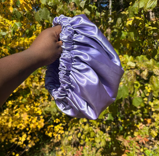 Lilac Purple Satin Bonnet