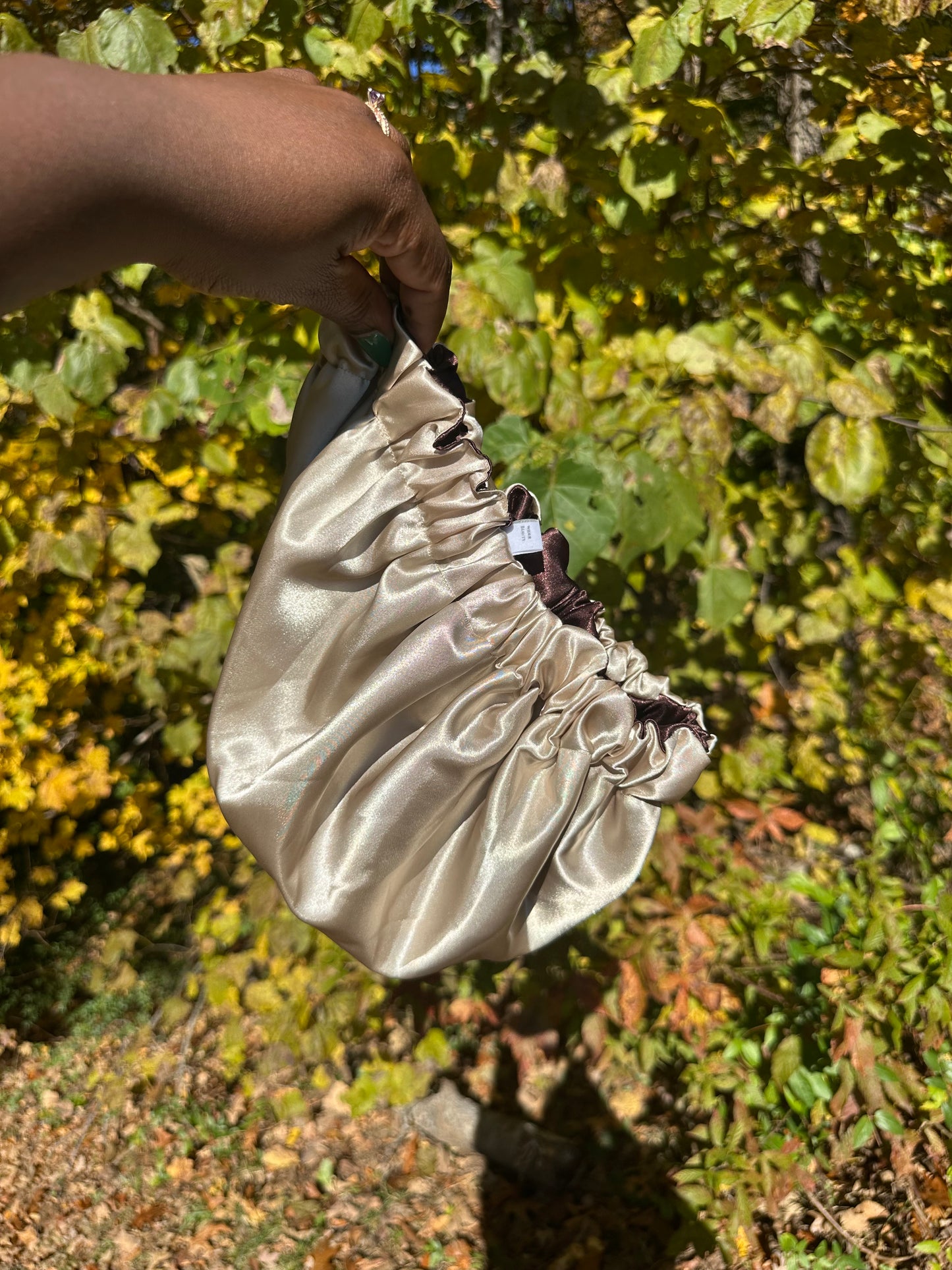 Coffee & Cream Satin Reversible Bonnet