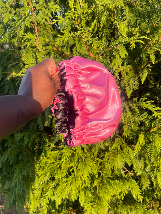 Pink & Black Reversible Bonnet