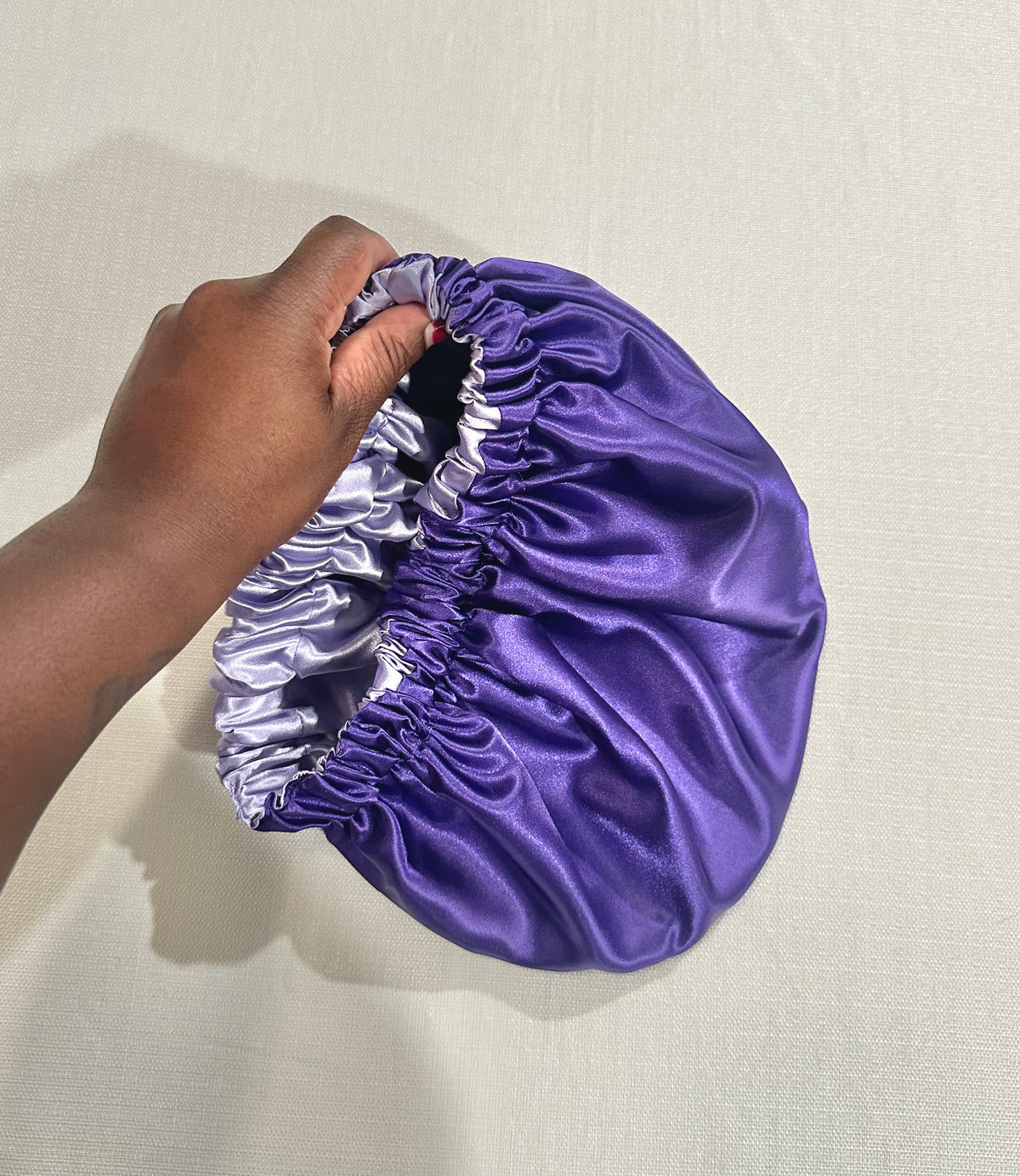 Purple Reversible Satin Bonnet
