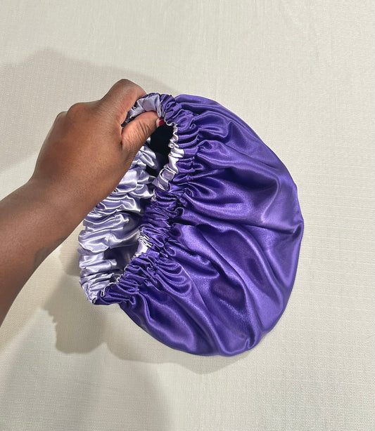Purple Reversible Satin Bonnet