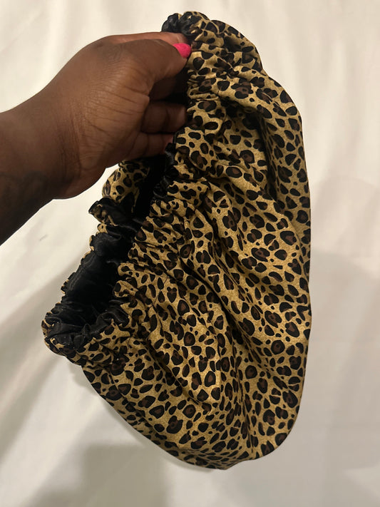 Cheetah & Black Bonnet