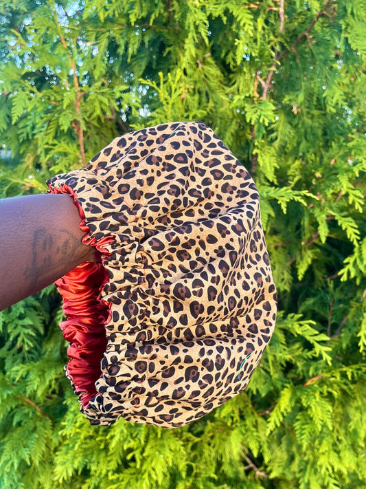 Leopard Satin-lined Bonnet (multiple color options)