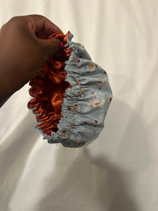 Amber Orange & Blue Floral Bonnet