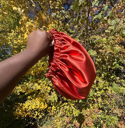 Amber Orange Satin Bonnet