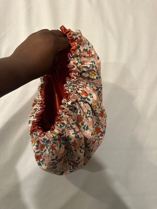 Amber Orange & Pink Floral Bonnet