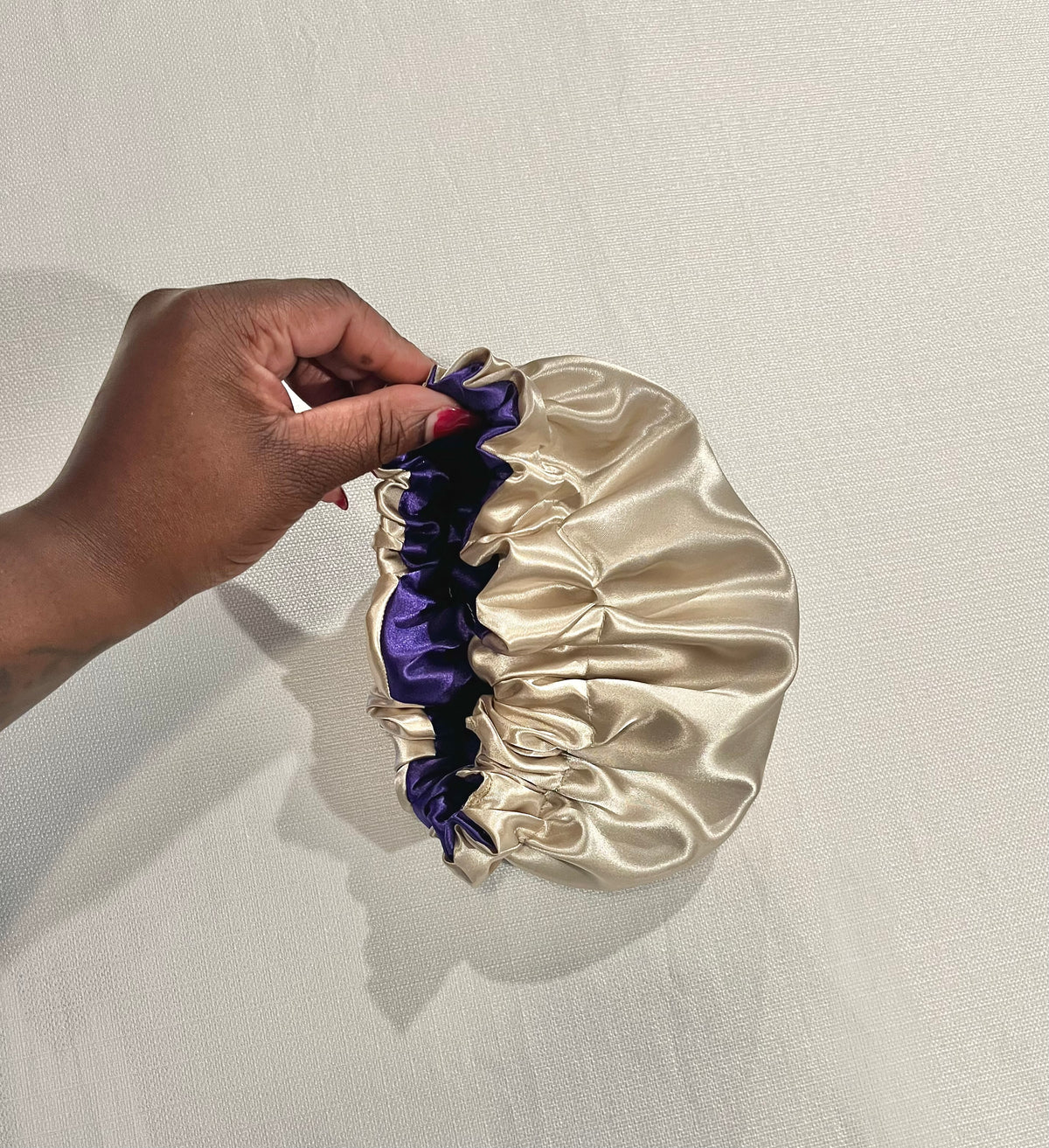 Purple & Cream Reversible Bonnet