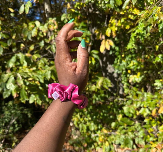 Shiny Hot Pink Scrunchie