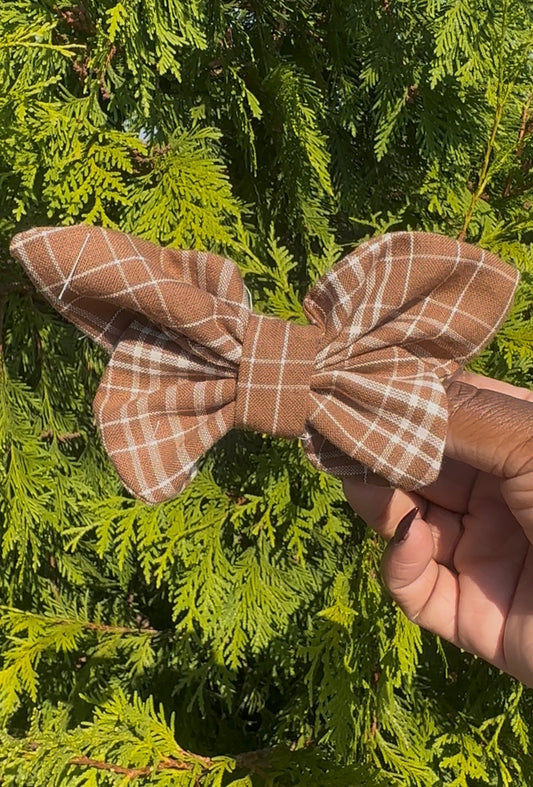 Brown Plaid Butterfly Bow