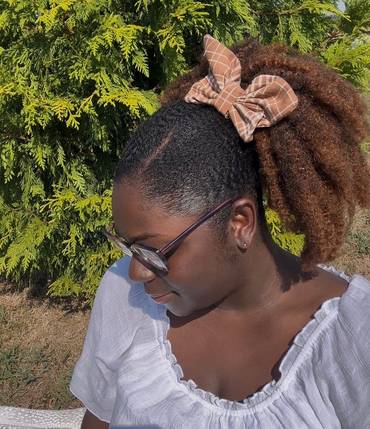 Brown Plaid Butterfly Bow