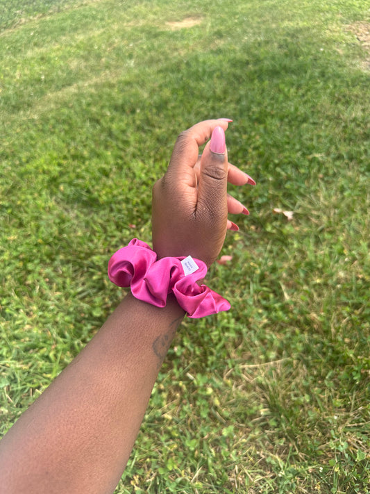 Silky Hot Pink Scrunchie