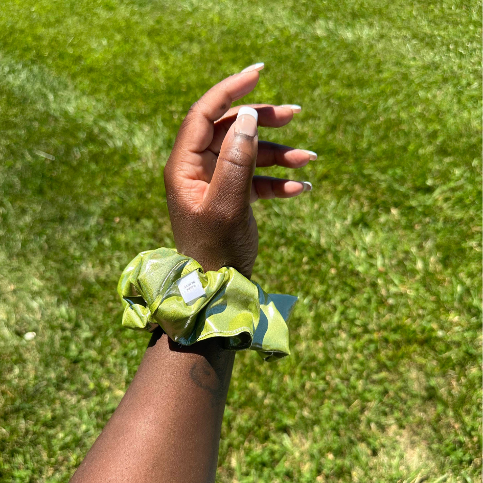 Shiny Lime Green Scrunchie