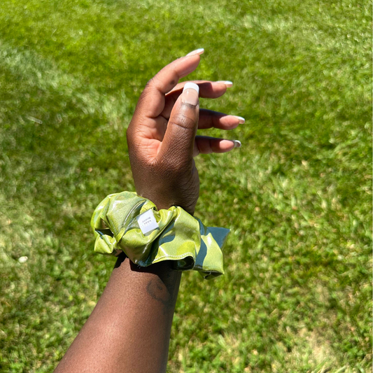 Shiny Lime Green Scrunchie