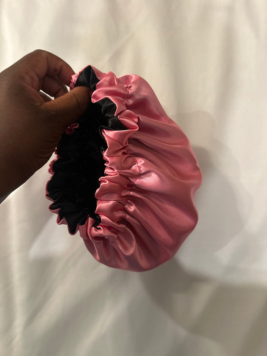 Pink & Black Reversible Bonnet